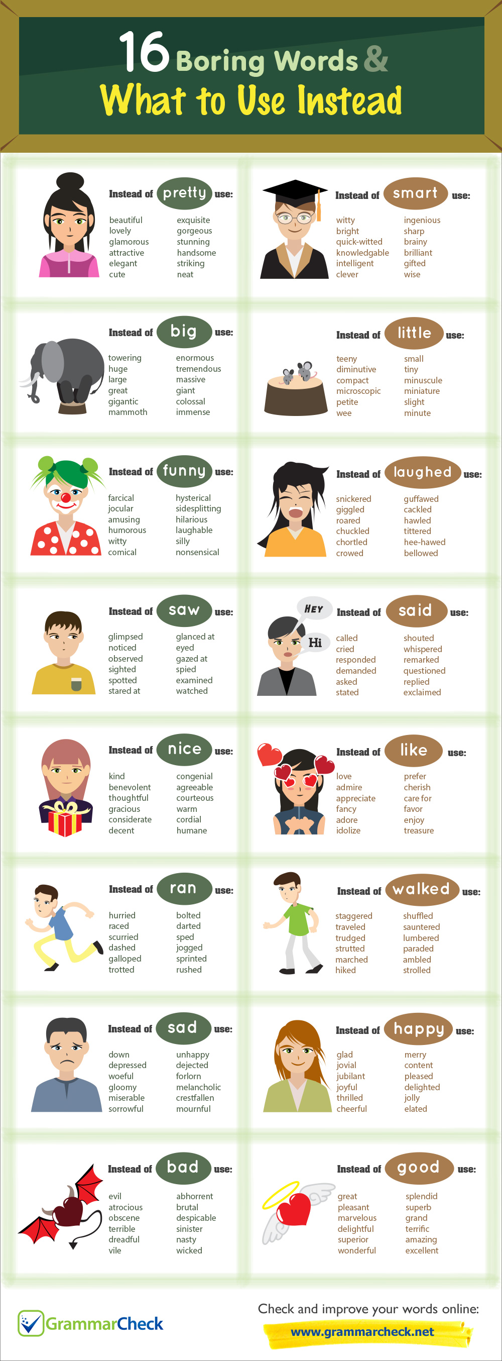 16 Boring Words What To Use Instead Infographic 