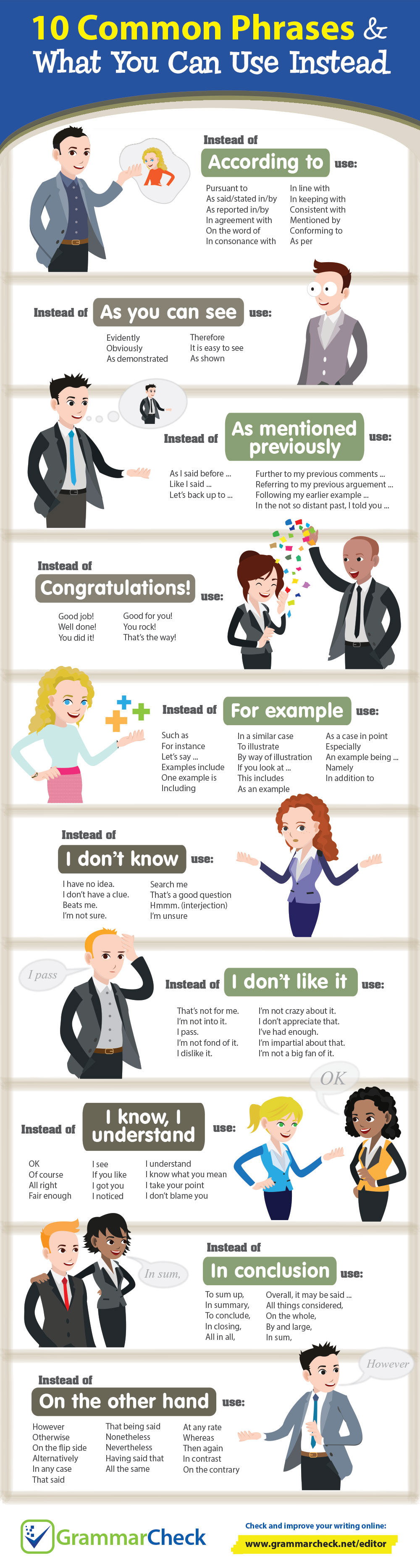 10 Common Phrases & What You Can Use Instead (Infographic)