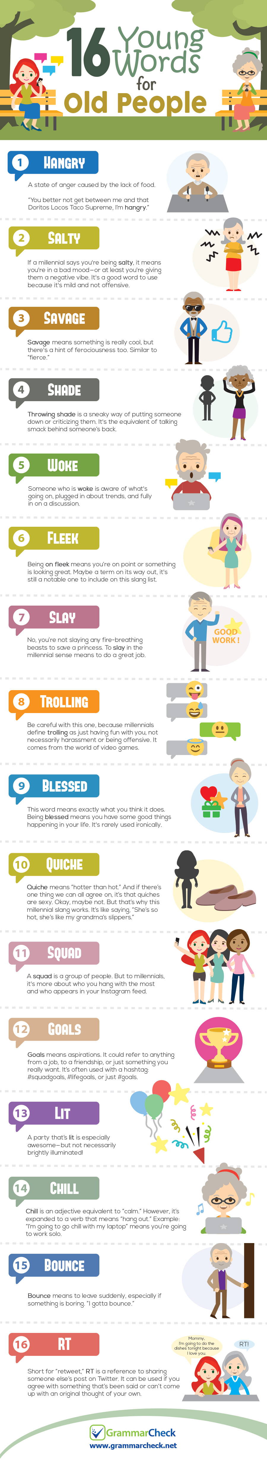 16 Young Words For Old People Infographic 