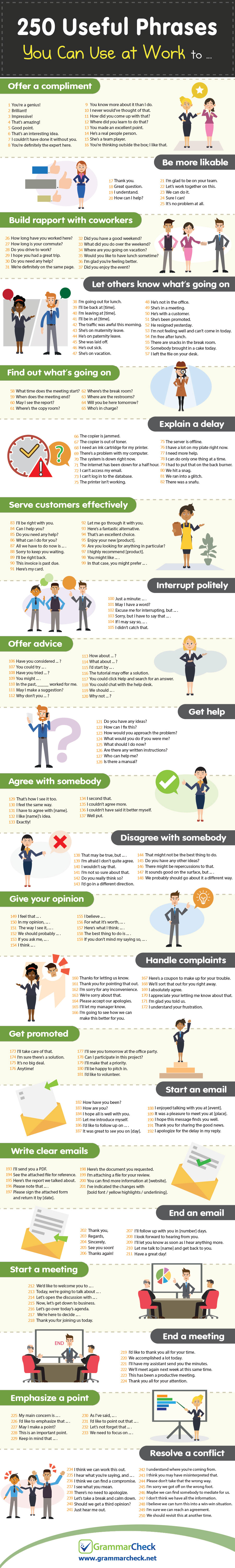 250 Useful Phrases You Can Use at Work (Infographic)