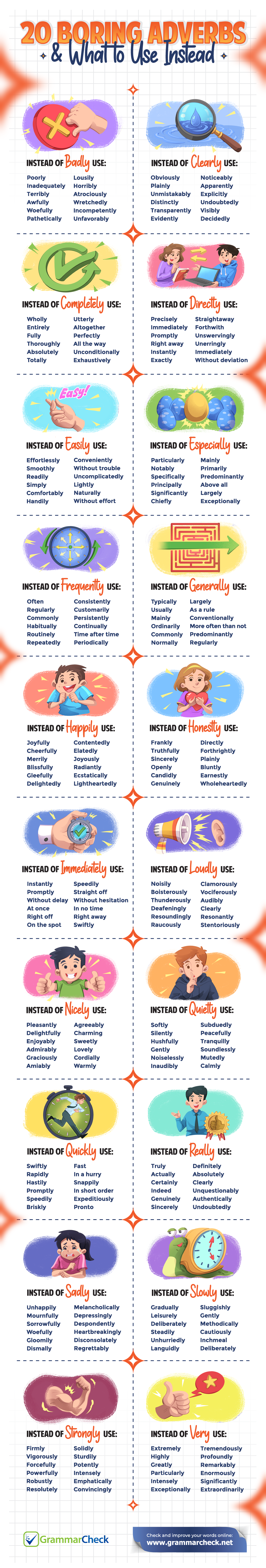20 Boring Adverbs & What to Use Instead (Infographic)