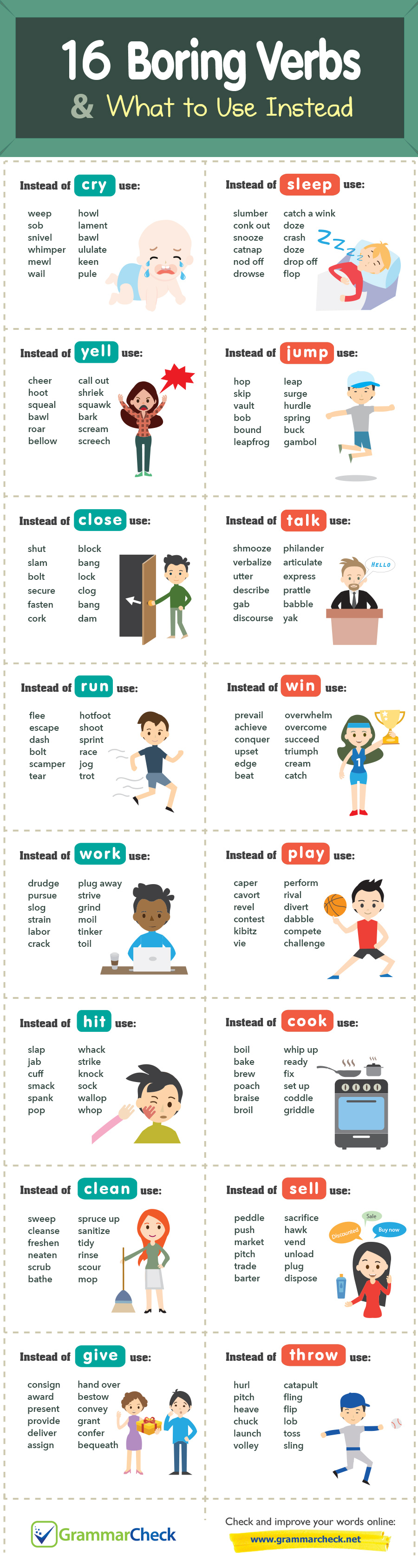 16 Boring Verbs & What to Use Instead (Infographic)