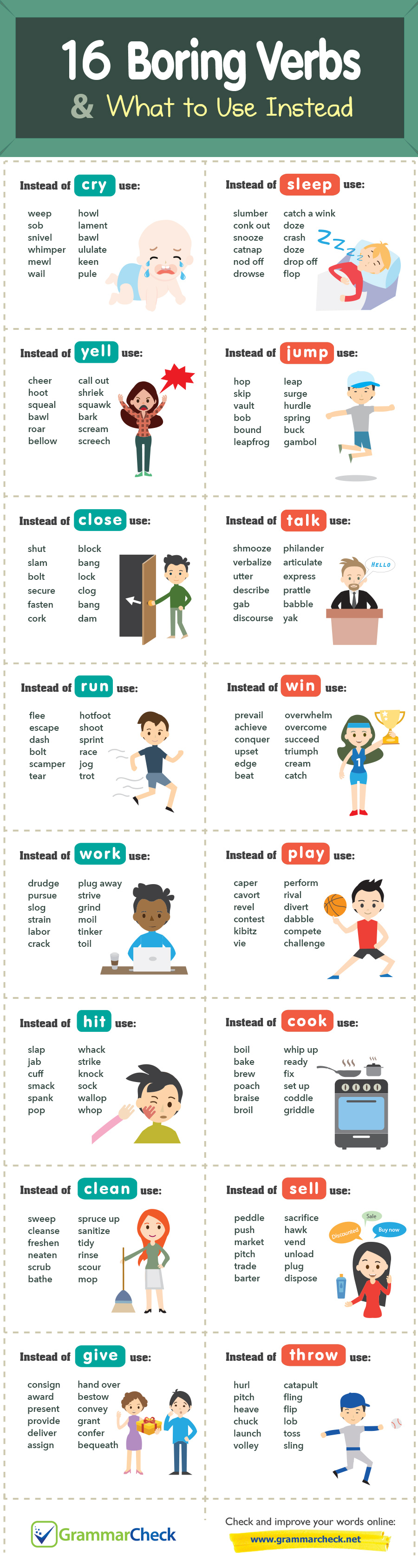 16 Boring Verbs What To Use Instead Infographic